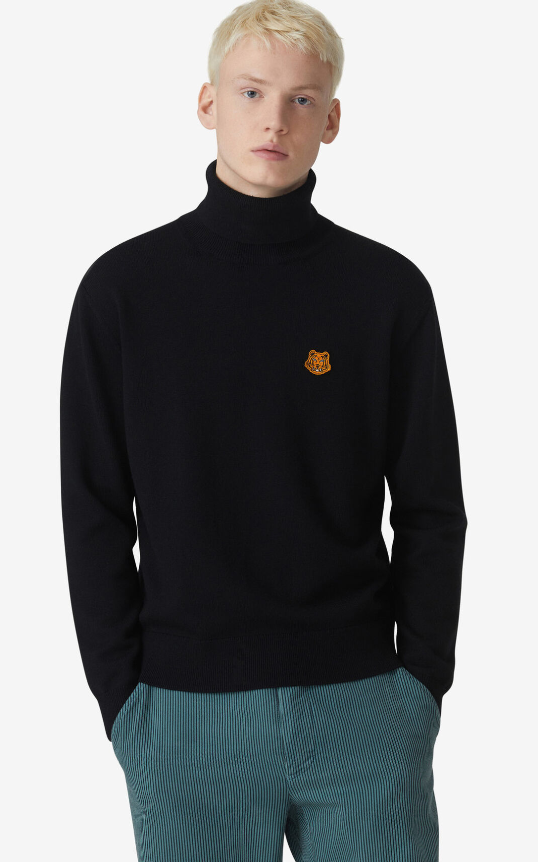 Suéter Kenzo Tiger Crest roll neck Masculino - Pretas | 345JVHUYP